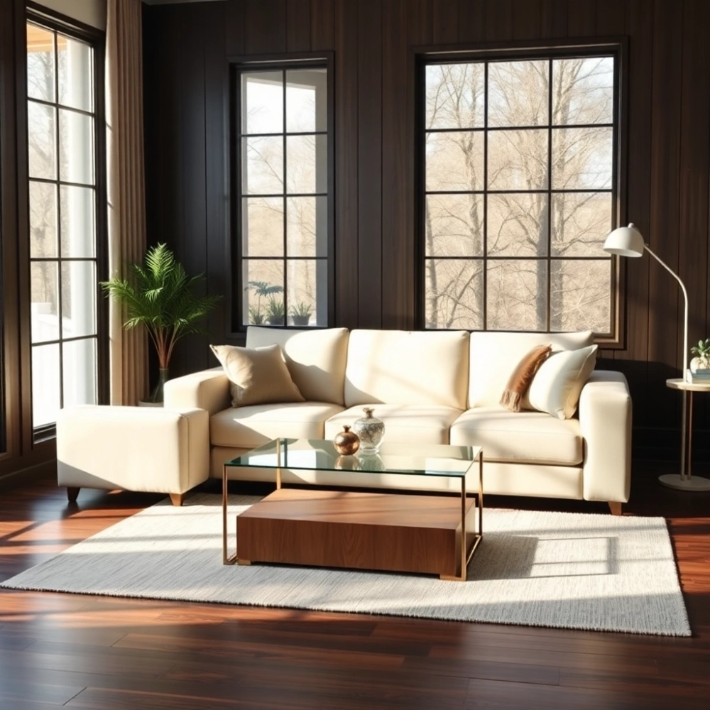 Jakie meble do salonu z ciemną podłoga