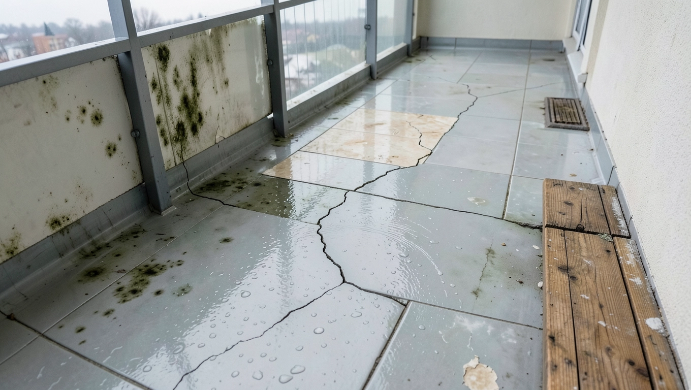 podłoga na balkonie z powłok wodoszczelnych