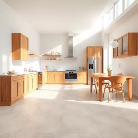 Jaka podłoga do drewnianych mebli w kuchni