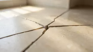 pęknięte płytki na podłodze